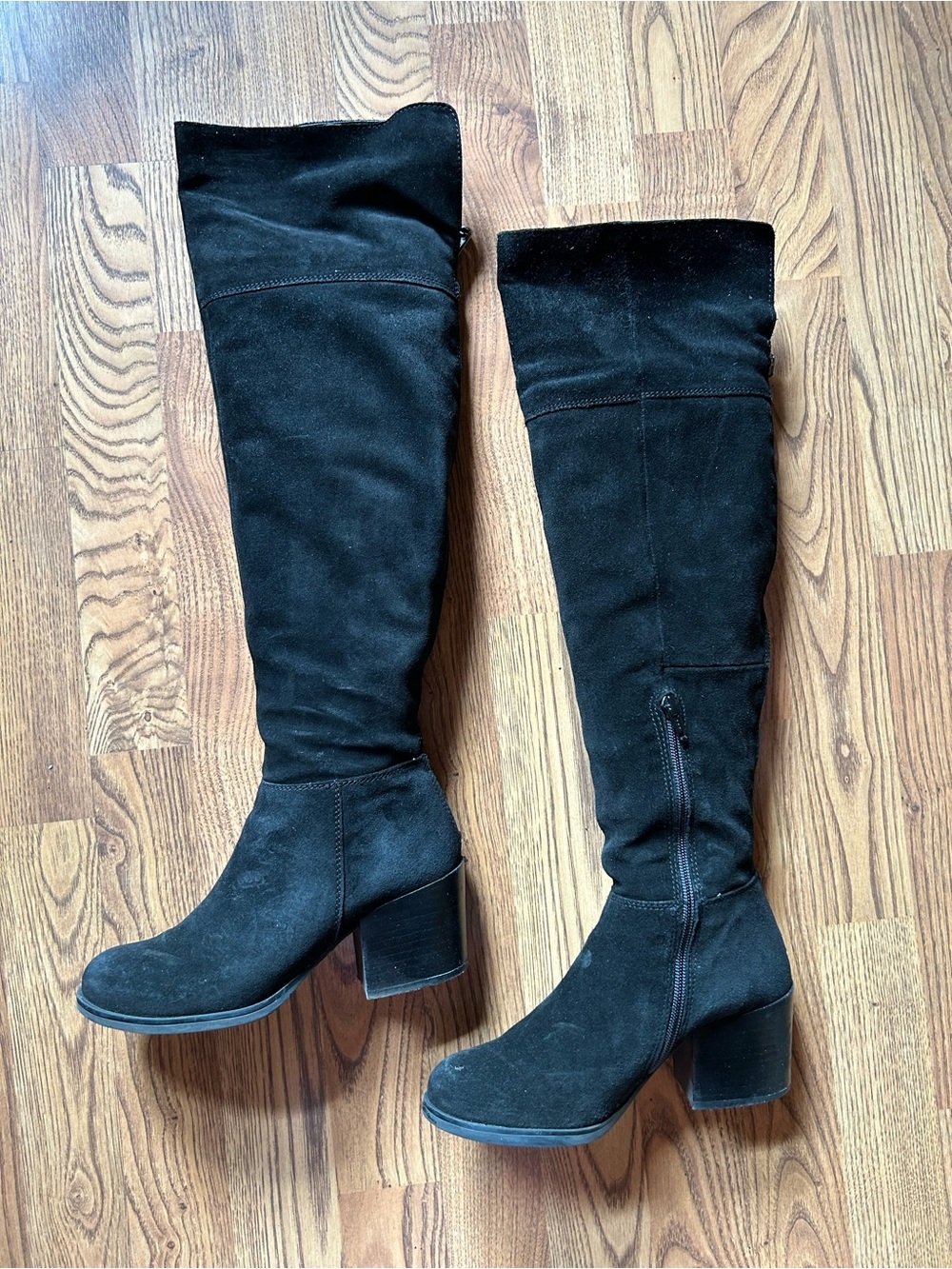 Steve Madden Black Over-the-Knee Suede Block Heel Boots
